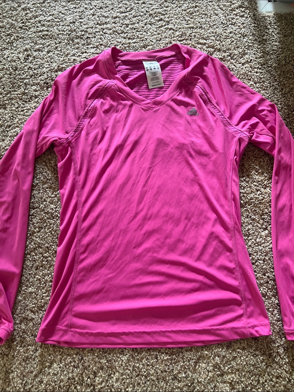 adidas Women's Long Sleeve V-Neck Performance Top - Hot Pink
